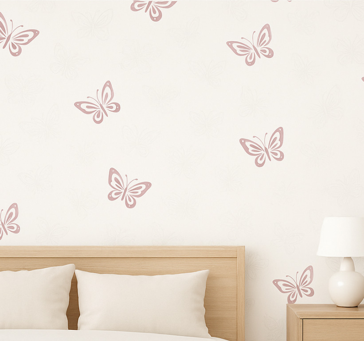 Papel de parede quarto de casal borboleta flutuante divertida - TenStickers