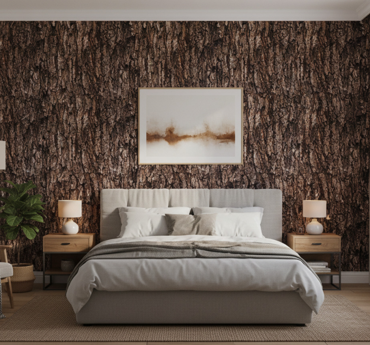 Papel de parede quarto de casal casca de árvore realista - TenStickers