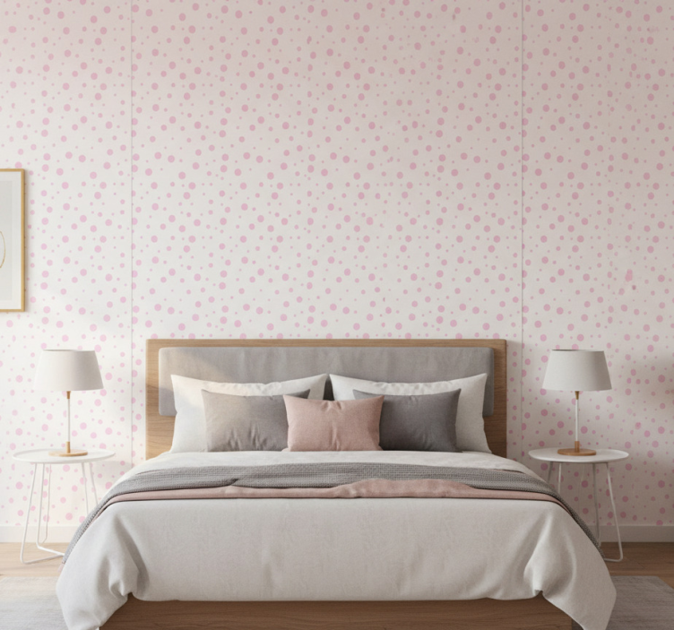 Papel de parede quarto de casal com bonitos pontos rosas - TenStickers