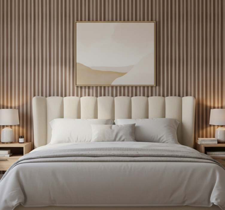 Papel de parede quarto de casal com textura de cortina - TenStickers