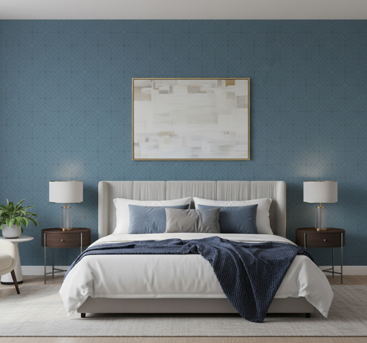 Papel de parede quarto de casal com textura geométrica - TenStickers