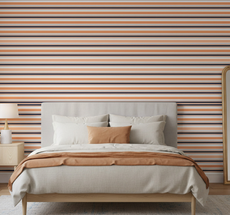 Papel de parede quarto de casal com variação listrada - TenStickers
