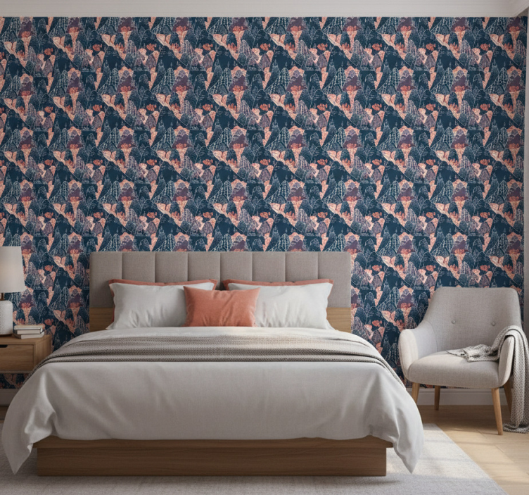 Papel de parede quarto de casal design japonês multicolorido - TenStickers
