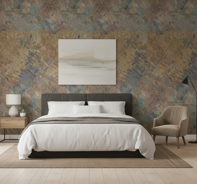 Papel de parede quarto de casal efeito concreto industrial - TenStickers