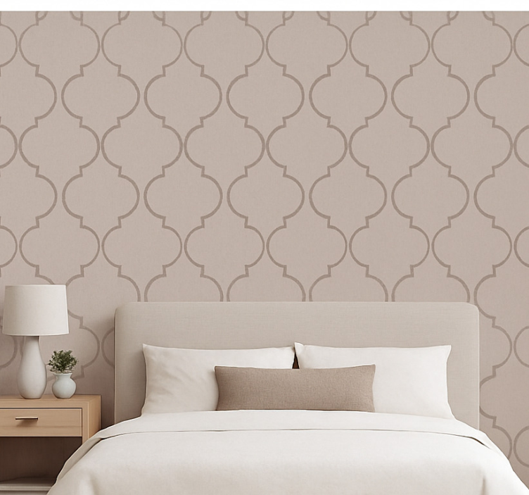 Papel de parede quarto de casal efeito linho taupe - TenStickers