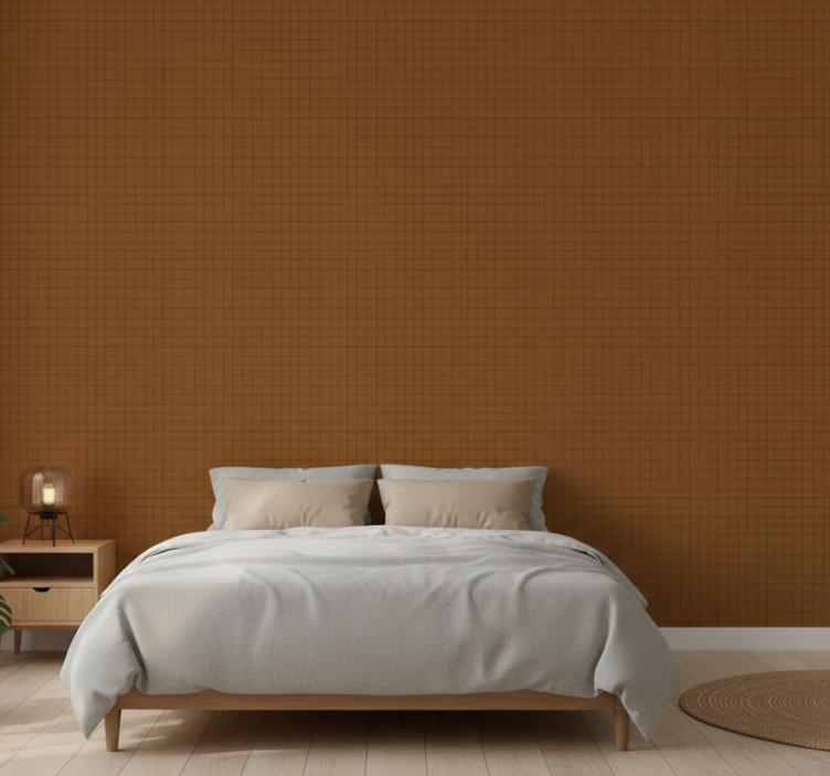 Papel de parede quarto de casal efeito tecido japandi - TenStickers