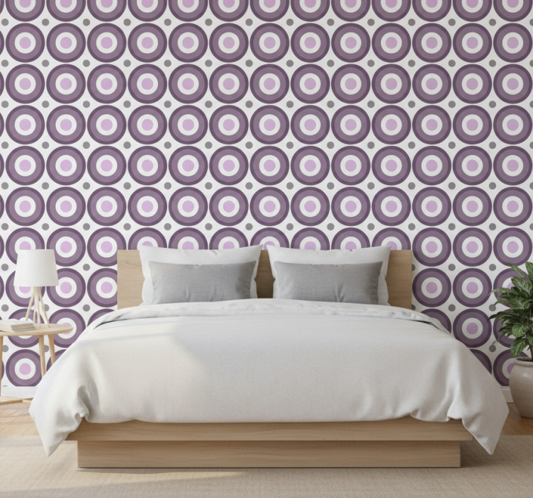 Papel de parede quarto de casal estilo lilás anos 70 - TenStickers