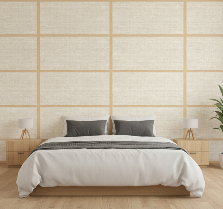 Papel de parede quarto de casal estrutura de painel japonês - TenStickers
