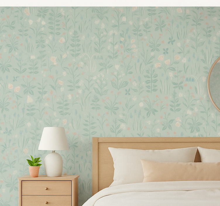 Papel de parede quarto de casal floral escandinavo - TenStickers