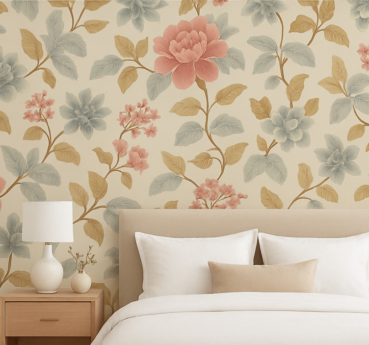 Papel de parede quarto de casal floral romântico - TenStickers