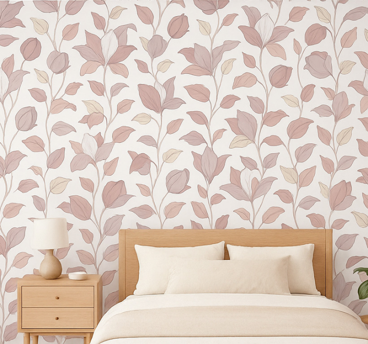 Papel de parede quarto de casal floral rosa - TenStickers