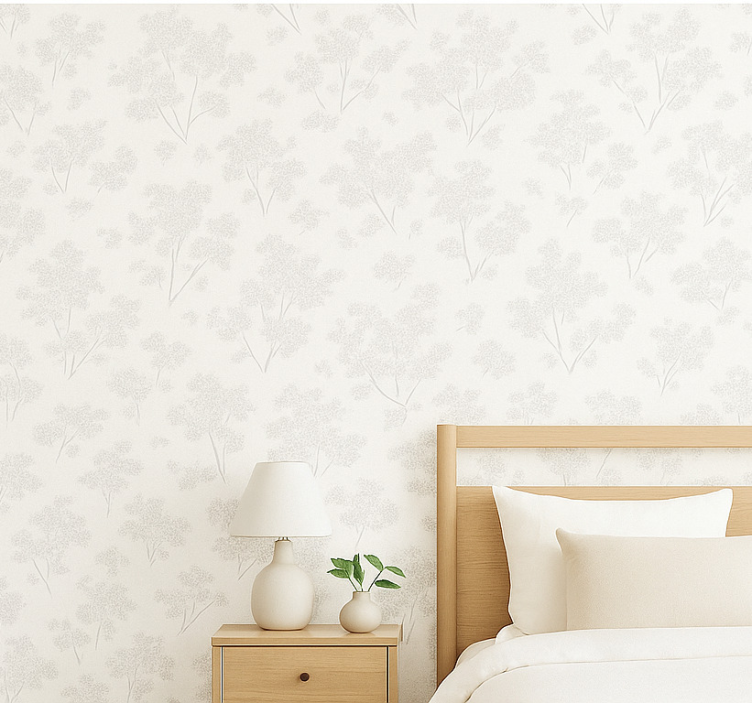 Papel de parede quarto de casal flores brancas simples - TenStickers