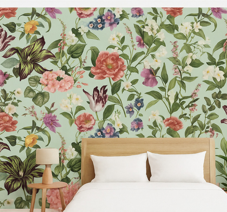 Papel de parede quarto de casal flores coloridas primavera - TenStickers