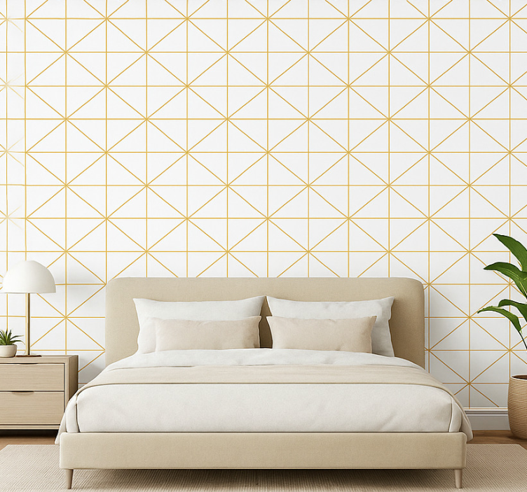 Papel de parede quarto de casal geométrico dourado - TenStickers