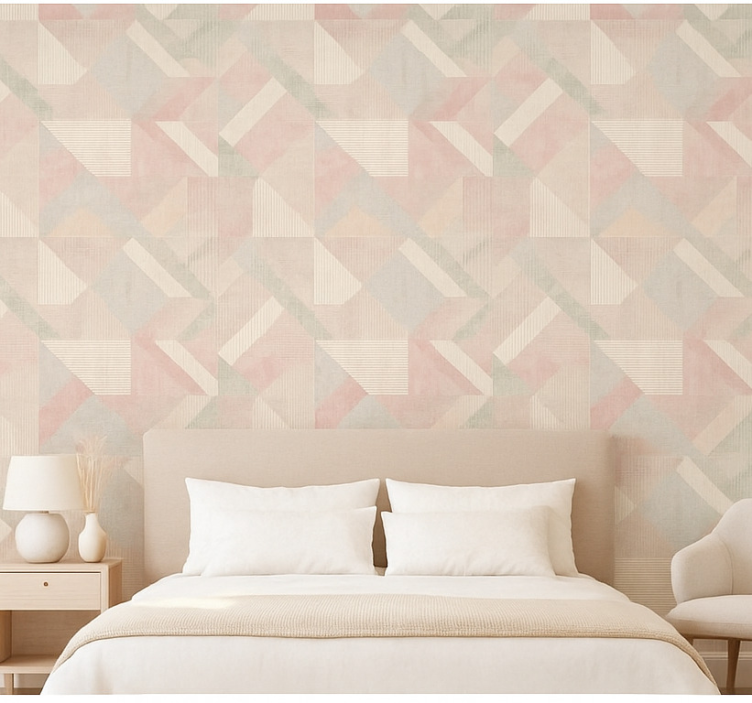 Papel de parede quarto de casal geométrico pastel woven - TenStickers