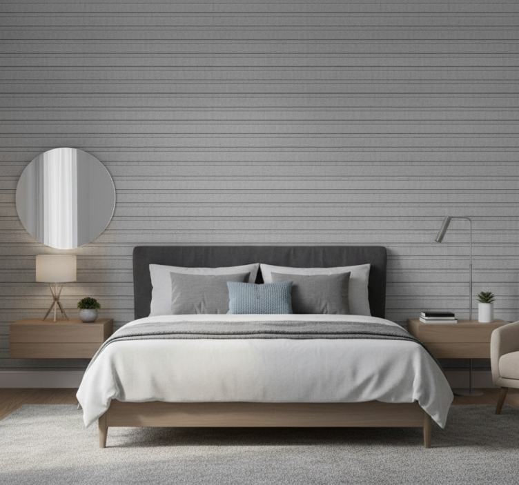 Papel de parede quarto de casal listras cinzas - TenStickers