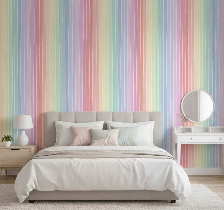 Papel de parede quarto de casal listras pastel suaves - TenStickers