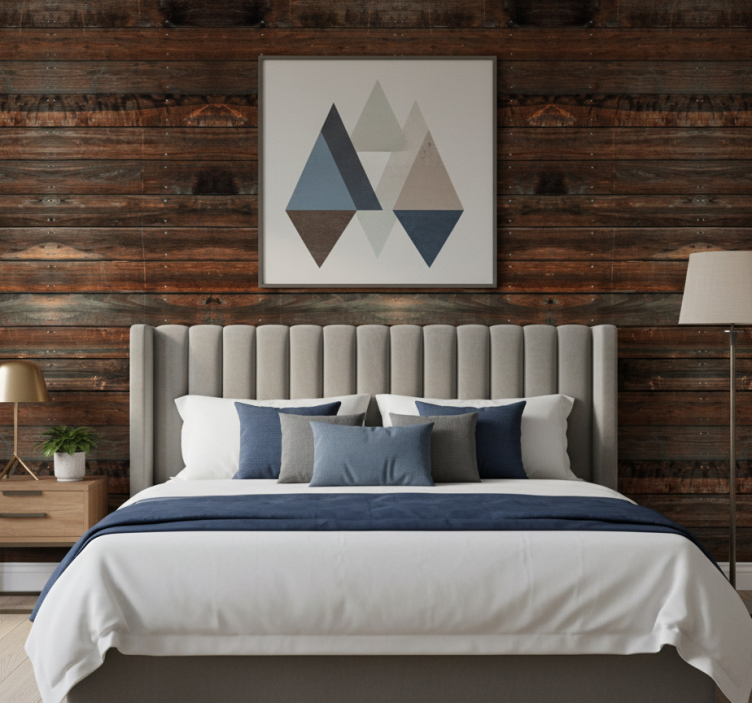 Papel de parede quarto de casal madeira marrom escura - TenStickers