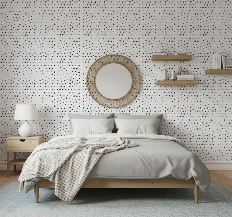 Papel de parede quarto de casal padrão coração geométrico - TenStickers