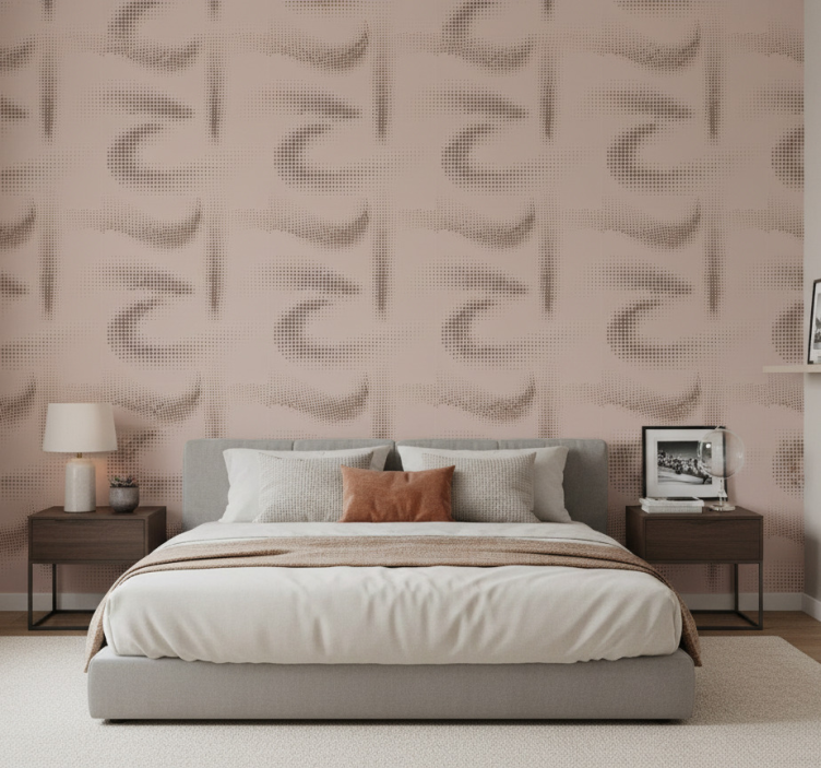 Papel de parede quarto de casal padrão curvo marrom - TenStickers