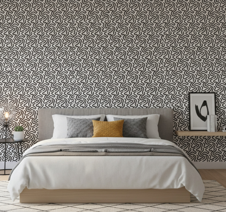 Papel de parede quarto de casal padrão labirinto - TenStickers