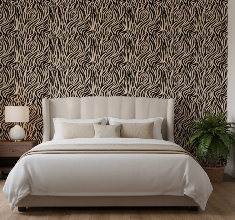 Papel de parede quarto de casal padrão listras zebra - TenStickers