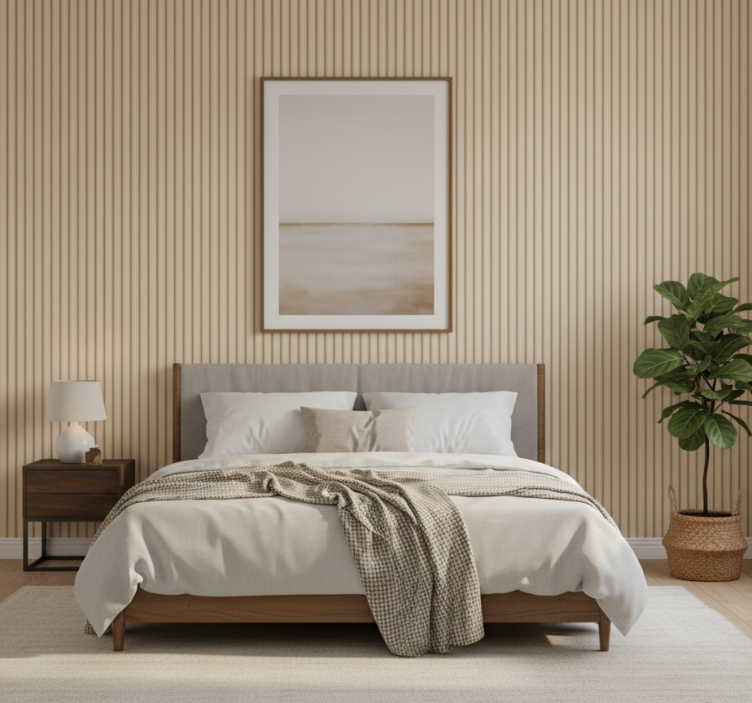 Papel de parede quarto de casal padrão minimalista marrom - TenStickers