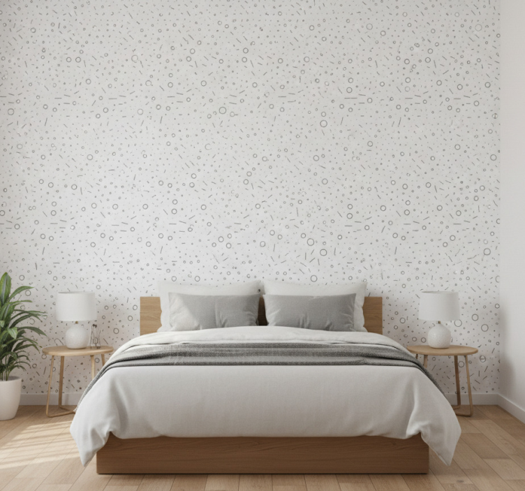 Papel de parede quarto de casal padrão preto e branco - TenStickers