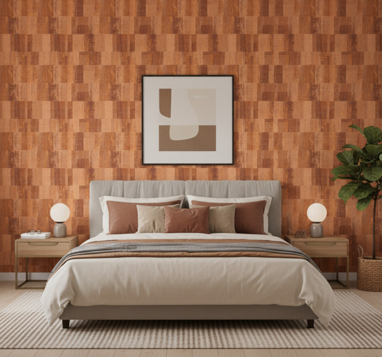 Papel de parede quarto de casal padrões de madeira natural - TenStickers