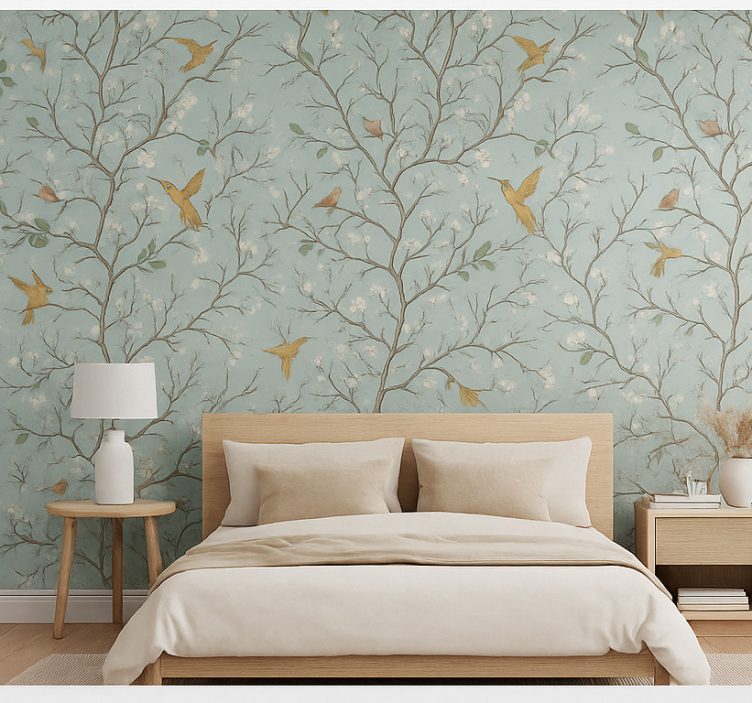Papel de parede quarto de casal primavera elegante - TenStickers