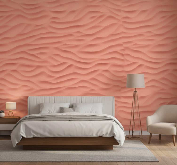 Papel de parede quarto de casal salmão claro texturizado - TenStickers