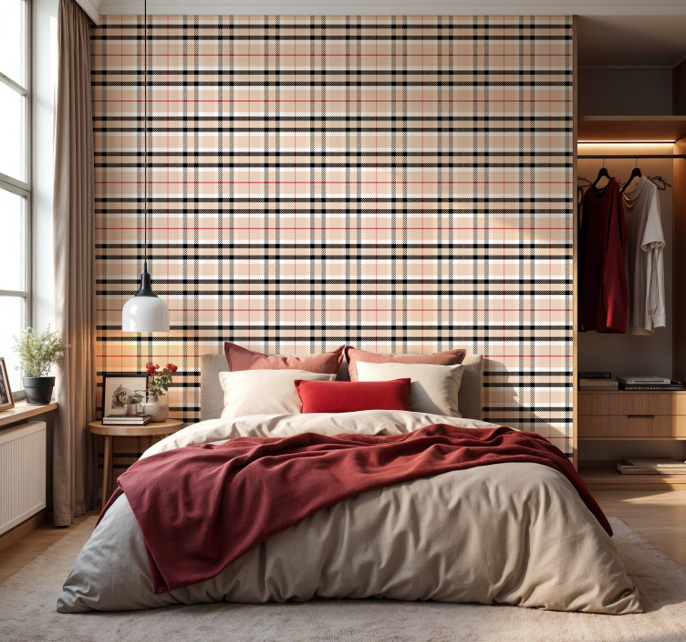 papel de parede quarto de casal tartã burberry - TenStickers