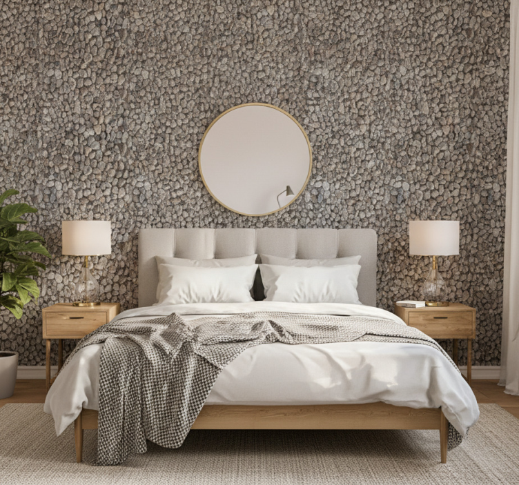 Papel de parede quarto de casal textura de seixos - TenStickers