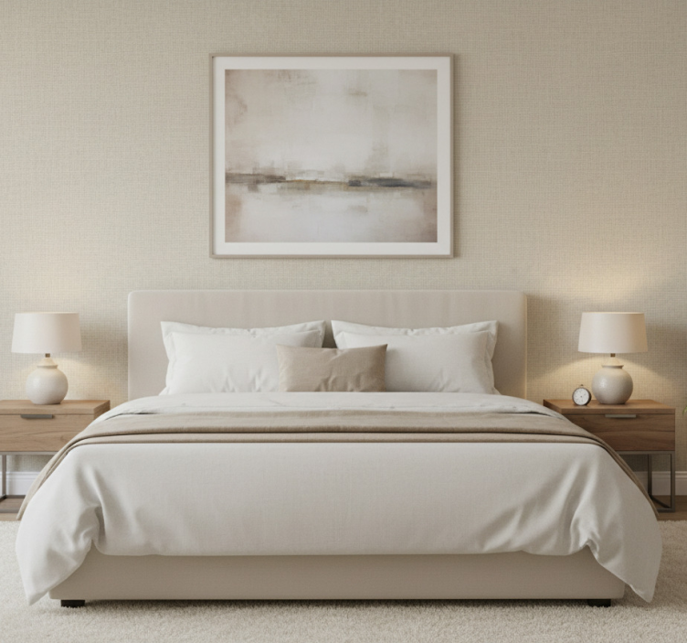 Papel de parede quarto de casal textura de tecido bege - TenStickers