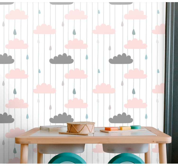 papel de parede para quarto Nuvens rosa e cinza - TenStickers