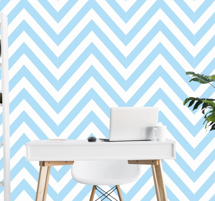 Papel de Parede listras Chevron azul e branco - TenStickers
