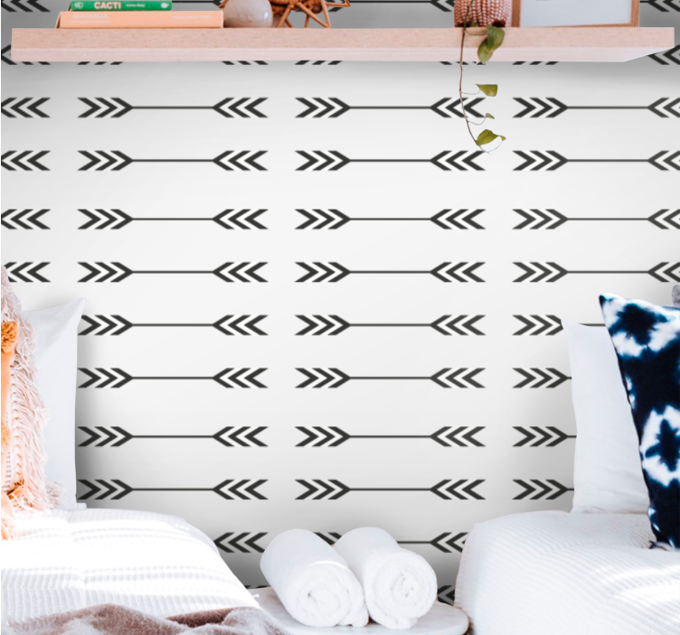 Papel de parede personalizável padrões de setas minimalistas - TenStickers