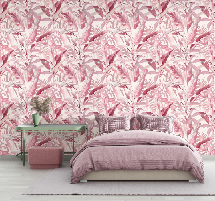 papel de parede rosa floresta tropical - TenStickers