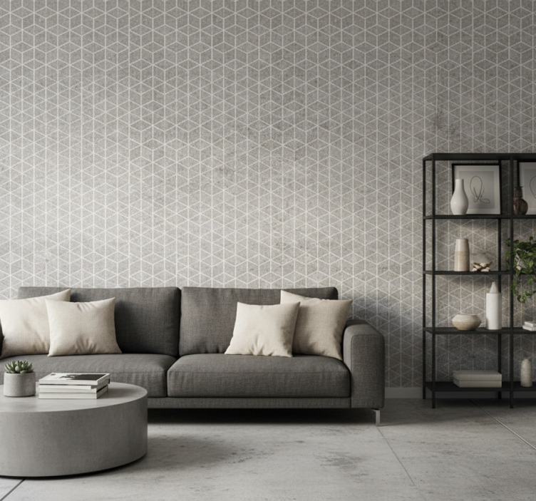 Papel de parede rústico decorativo em cimento geométrico - TenStickers