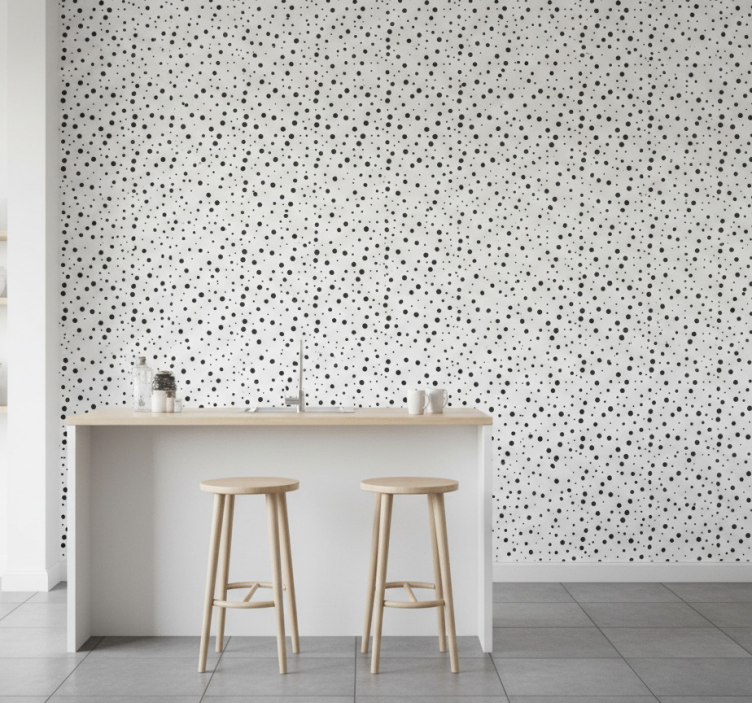 Papel de parede texturas e padrões bolinhas pretas - TenStickers
