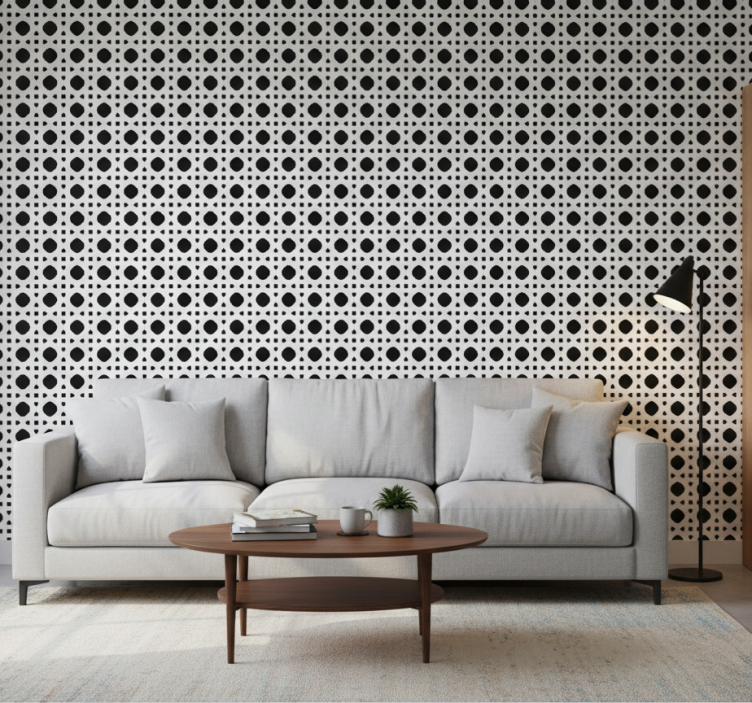 Papel de parede texturas e padrões canage preto e branco - TenStickers