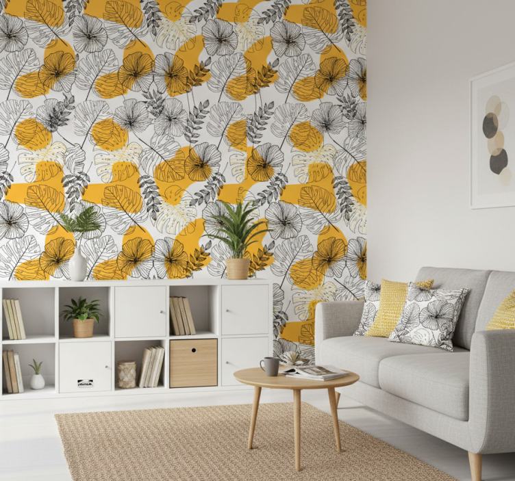Papel de parede texturas e padrões design floral kallax - TenStickers