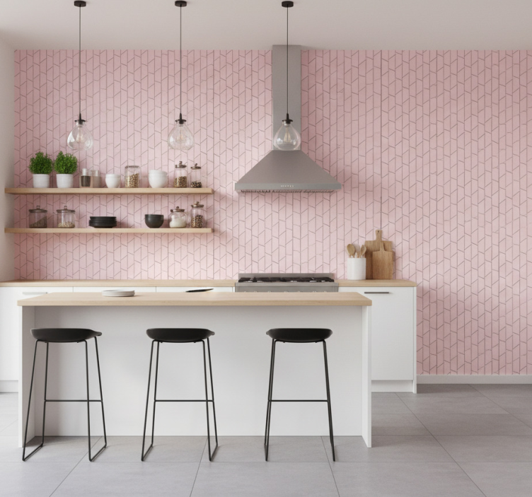 Papel de parede texturas e padrões design geométrico rosa - TenStickers