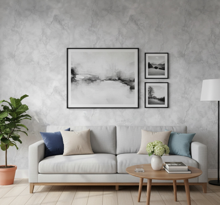 Papel de parede pedra padrão efeito cinza - TenStickers