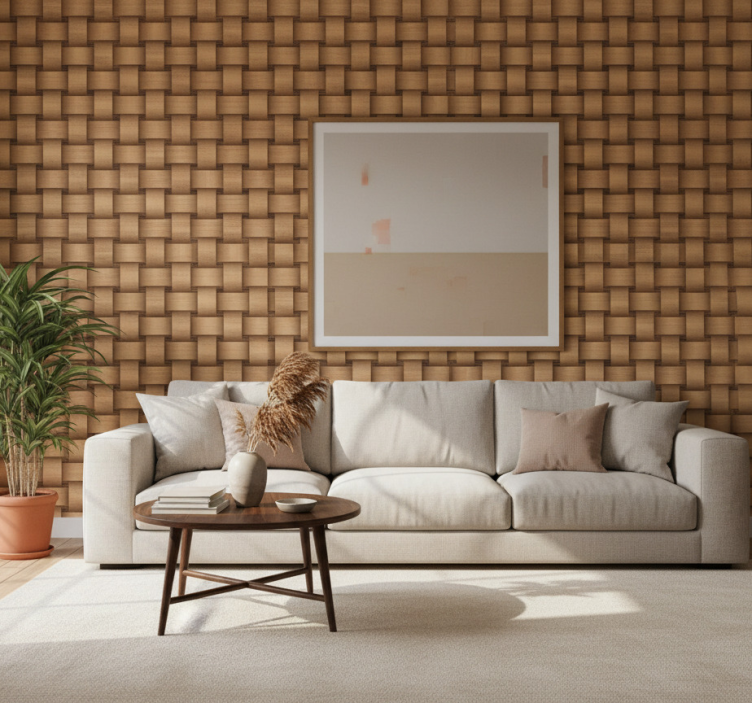 Papel de parede texturas e padrões entrelaçados em madeira - TenStickers