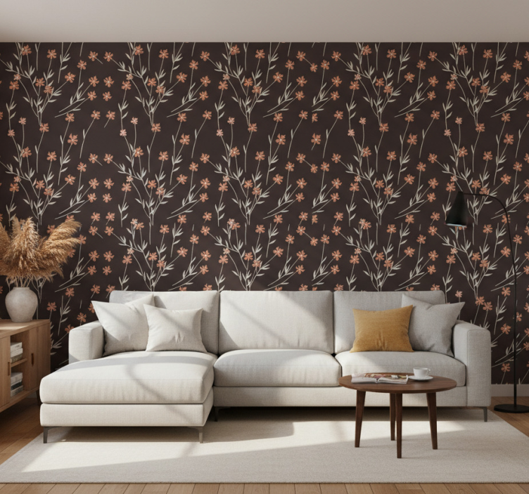 Papel de parede texturas e padrões flores marrons kallax - TenStickers