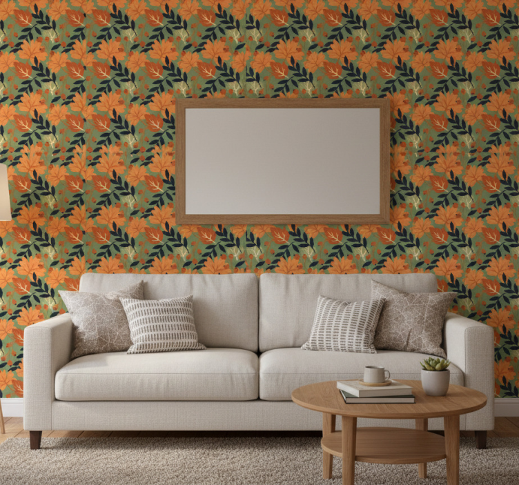 Papel de parede texturas e padrões folhas outonais grandes - TenStickers
