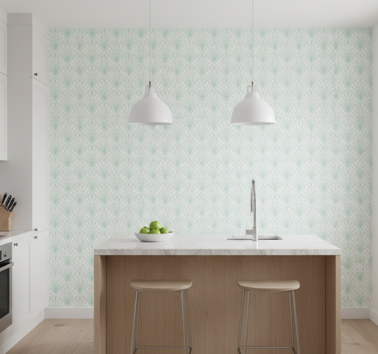 Papel de parede texturas e padrões folhas verdes geométricas - TenStickers