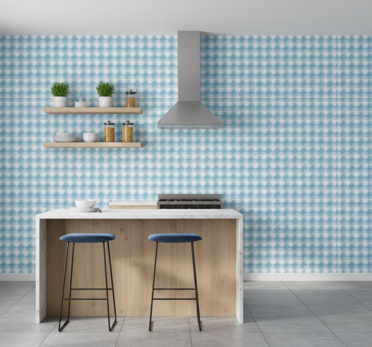 Papel de parede texturas e padrões harmonia azul geométrica - TenStickers