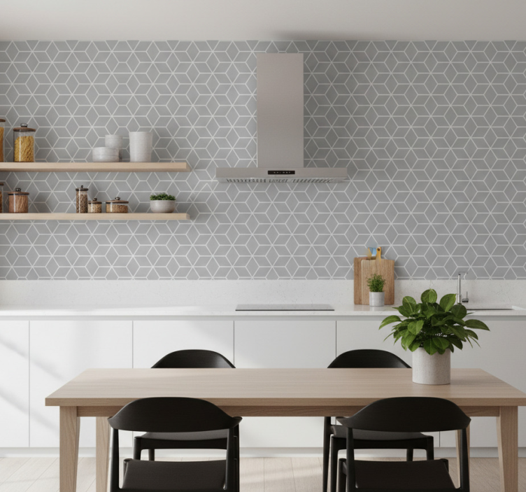 Papel de parede texturas e padrões padrão cinza hexagonal - TenStickers